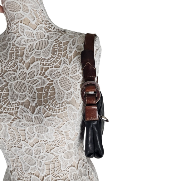 Vtg El Portal black and brown leather shoulder bag - Picture 2 of 12